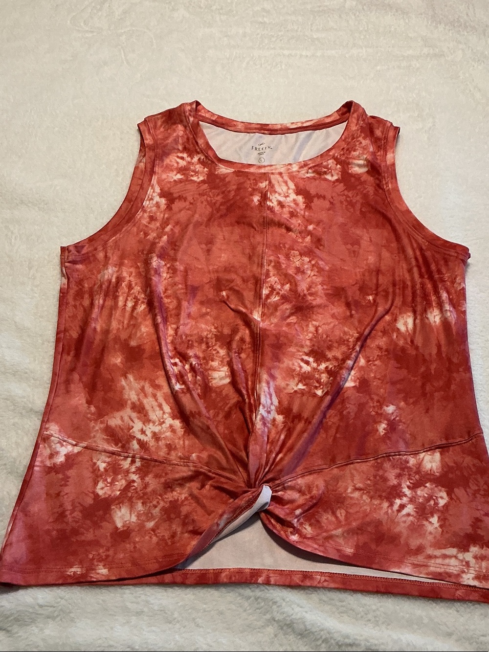 Twist-Front Rust Tie-Dye Tank Top